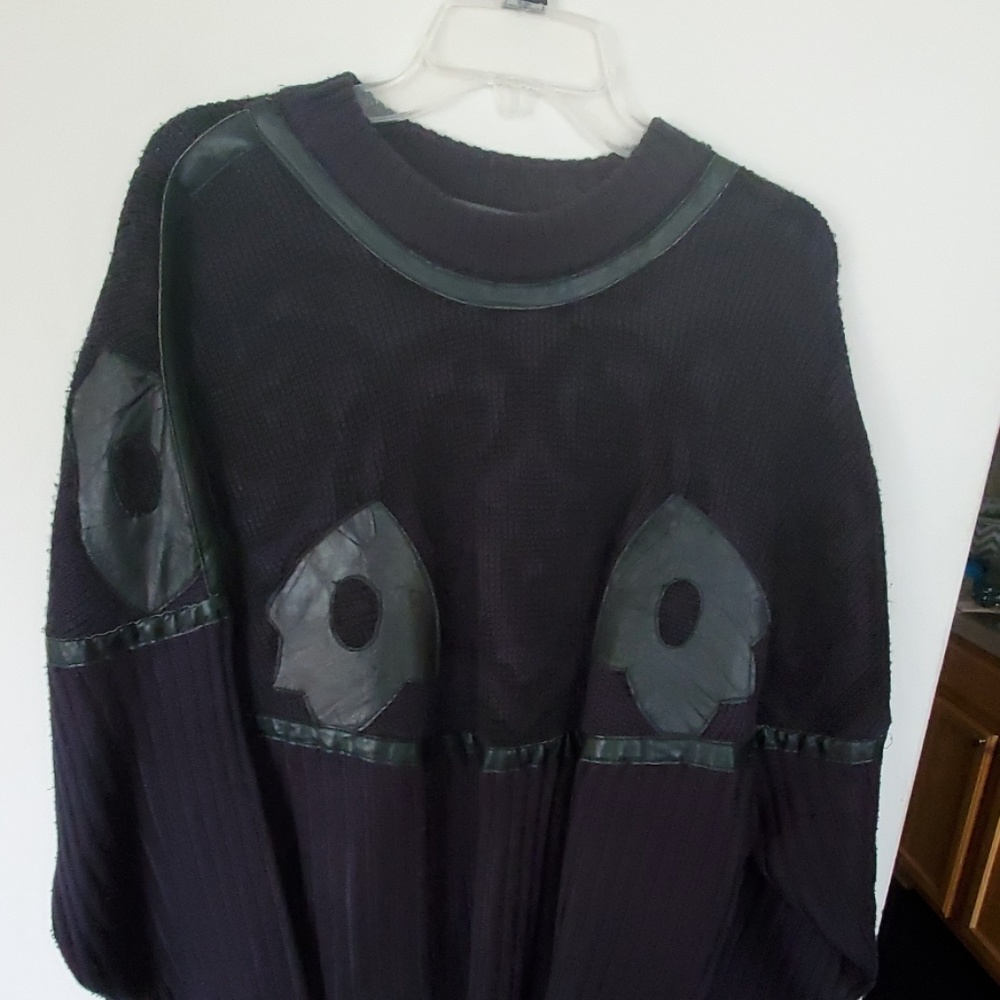 Mens medium cotton/leather sweater